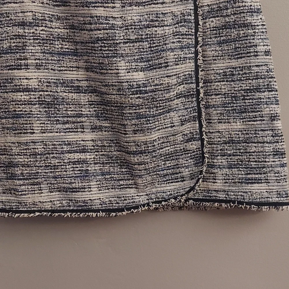 MAX STUDIO Chic Navy/White Tweed Mini Faux Wrap Skirt - Picture 6 of 12